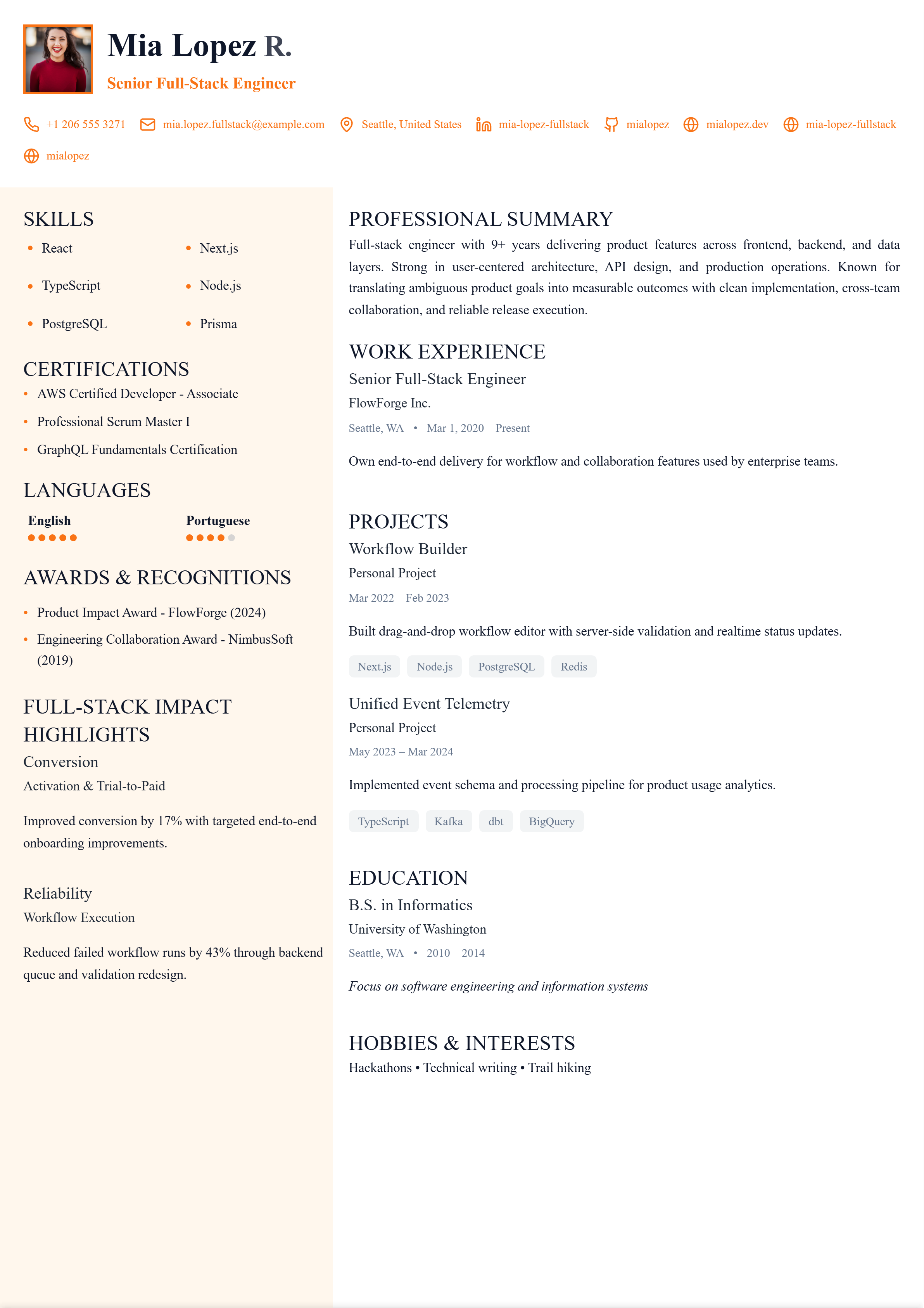 Classic Blue resume template